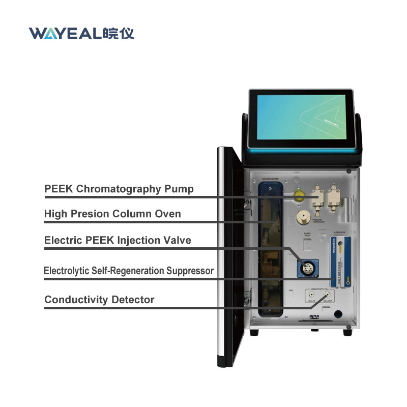 Thiết bị Chromatography Ion chính xác với tỷ lệ thiết lập tốc độ dòng chảy < 0,2% và ≤ 0,004μS·cm-1/30min Tỷ lệ lặp lại định lượng